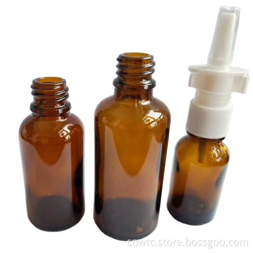 Medical Glass Bottle with Oral Throat Mist Spray and Pump Nasal Sprayer - 30ml